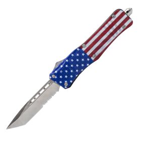 Automatic OTF Knife w/ Belt Clip (Color: Blue Anodized, size: medium)
