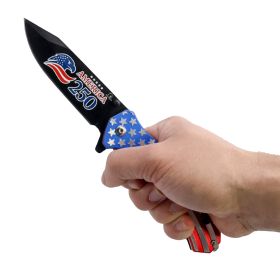 9" Spring Assisted USA Knife with Flag Handle (Color: 2nd Amendment)